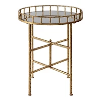 Gold Metal Mirrored Tray Accent Table