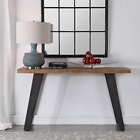 Weathered Oak and Metal Console Table