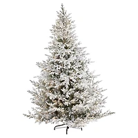 8 ft. Warm Lit Flocked Fraser Fir Christmas Tree
