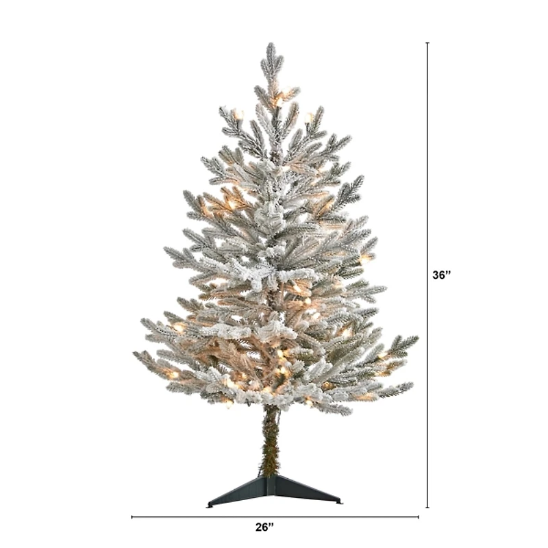3 ft. White Lit Flocked Fraser Fir Christmas Tree
