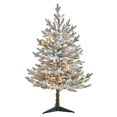 3 ft. White Lit Flocked Fraser Fir Christmas Tree