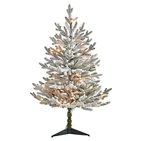 3 ft. White Lit Flocked Fraser Fir Christmas Tree