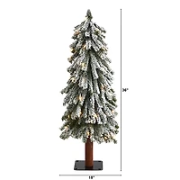 3 ft. Lit Flocked Grand Alpine Trunk Mini Tree
