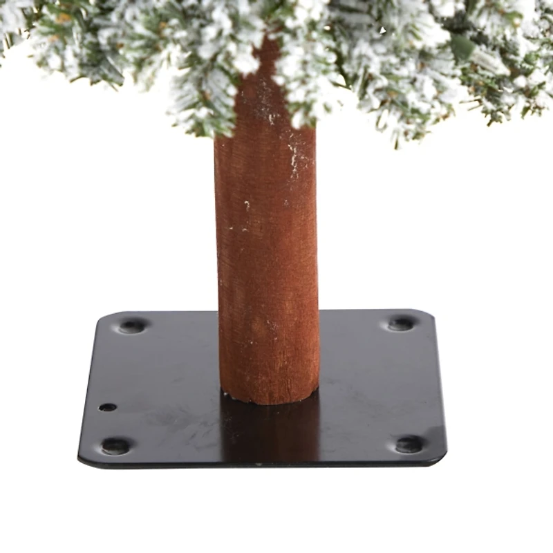 3 ft. Lit Flocked Grand Alpine Trunk Mini Tree