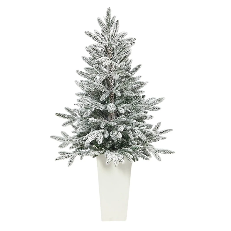 Pre-Lit Manchester Spruce in White Planter, 44 in.