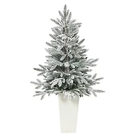 Pre-Lit Manchester Spruce in White Planter, 44 in.
