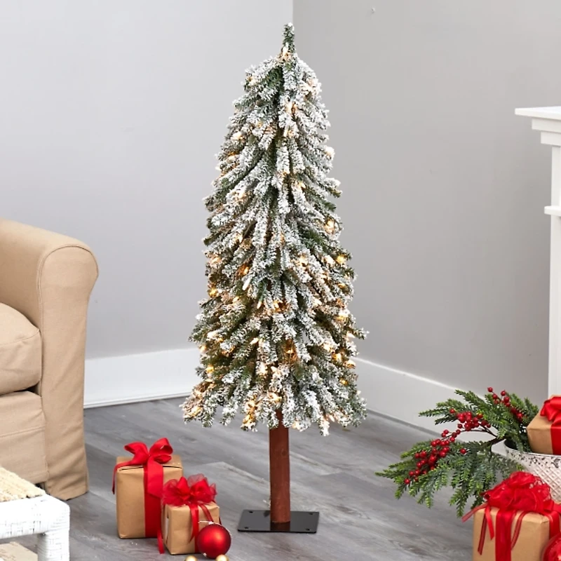 ft. Lit Flocked Grand Alpine Christmas Tree