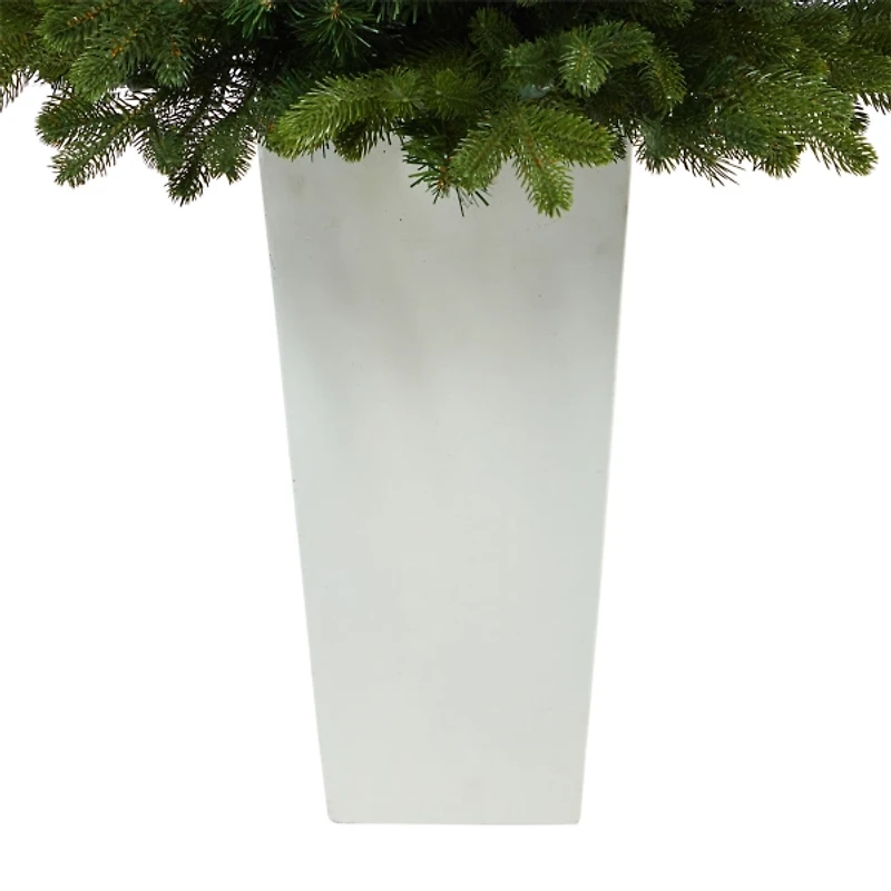 3.5 Lit Fir Christmas Tree in White Tower Planter