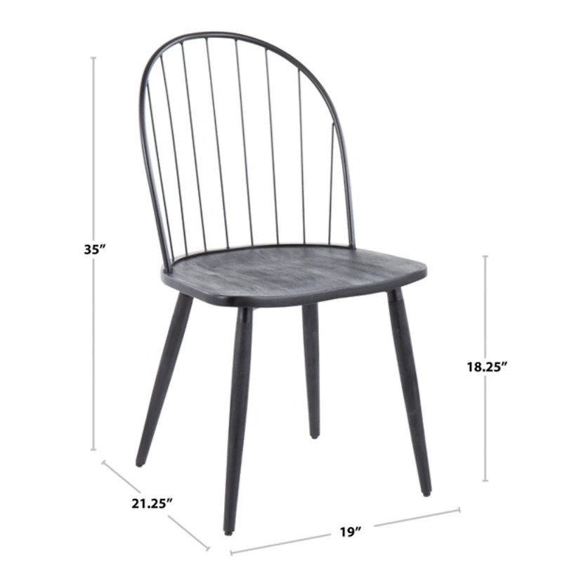 Black Spindle High Back Dining Chairs, Set of 2