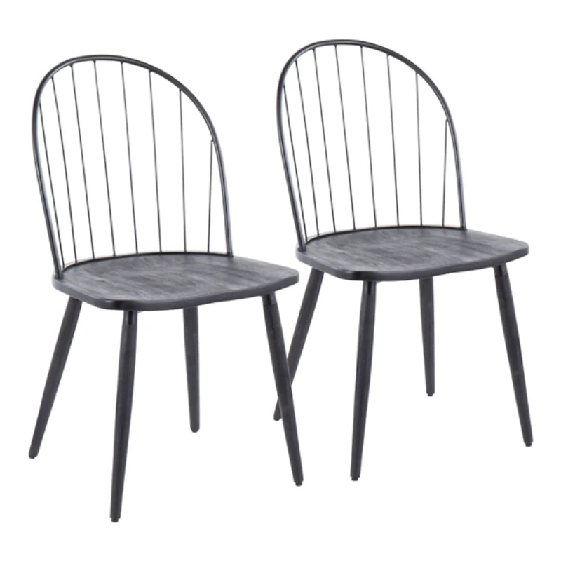 Black Spindle High Back Dining Chairs, Set of 2