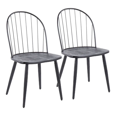 Black Spindle High Back Dining Chairs, Set of 2