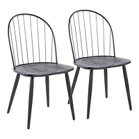 Black Spindle High Back Dining Chairs, Set of 2