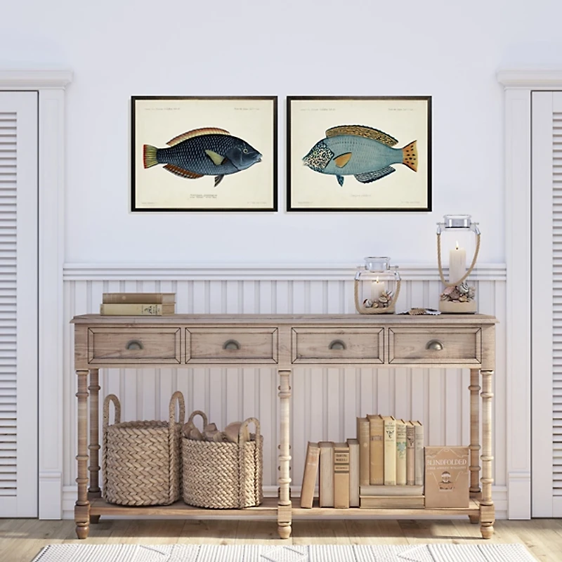 Blue Fish Framed Art Prints, Set of 2
