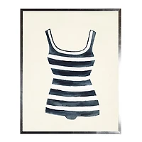 Navy Striped Bathing Suit Framed Art Print