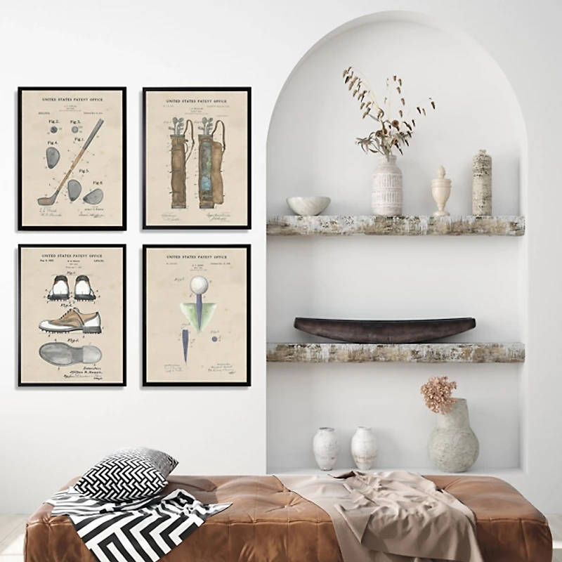 Golf Patents Framed Art Prints, Set of 4