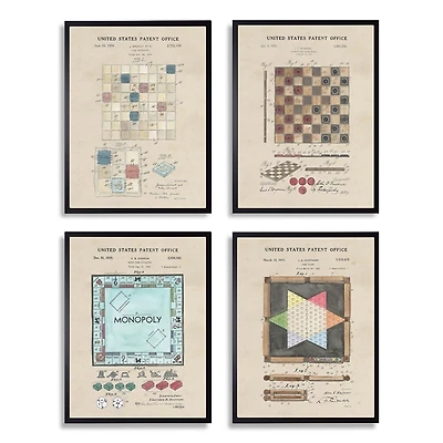 Game Boards Patents Framed Art Prints, Set of 4
