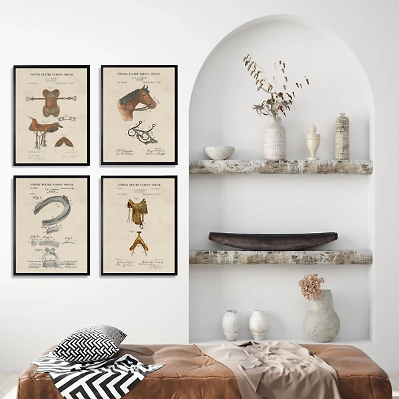Horse Patents Framed Art Prints, Set of 4