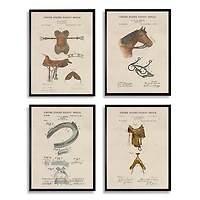 Horse Patents Framed Art Prints, Set of 4
