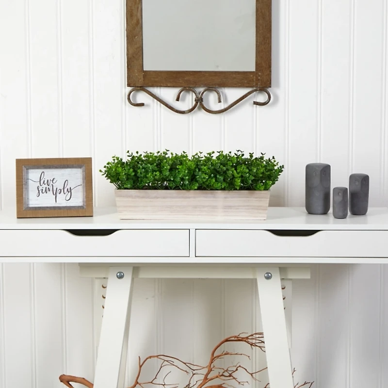 Eucalyptus Arrangement in Wide Wooden Planter