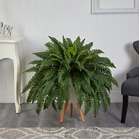 Boston Fern Arrangement in White Planter