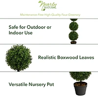 Triple-Ball Boxwood Topiary in Black Planter