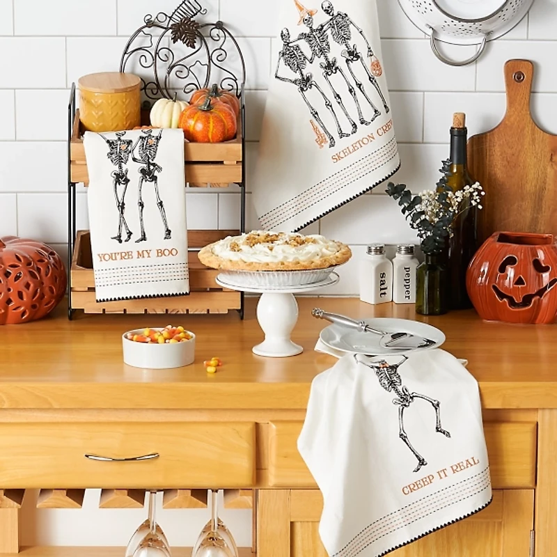 Skeletons Printed Assorted Dishtowels, Set of 3