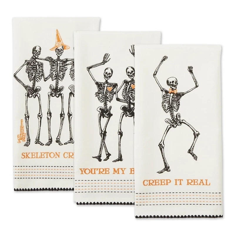 Skeletons Printed Assorted Dishtowels, Set of 3