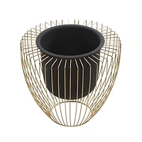 Black and Gold Open Frame Planters, Set of 2