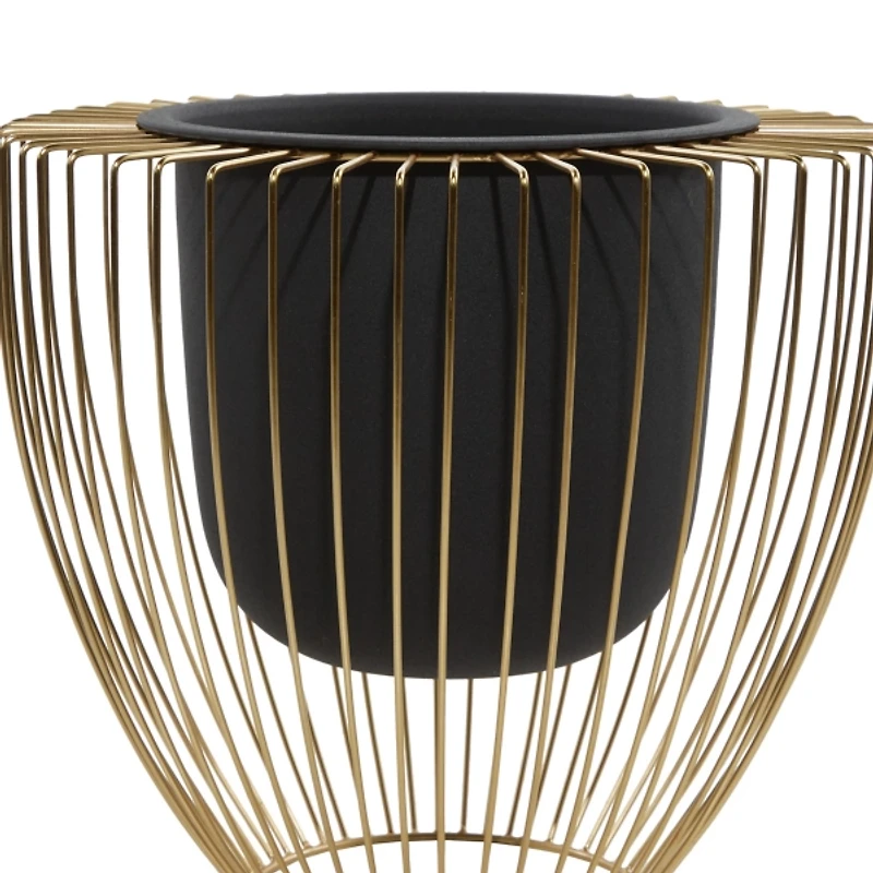 Black and Gold Open Frame Planters, Set of 2