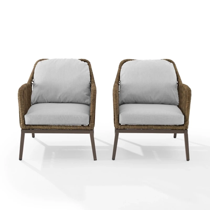 Metal Rope Outdoor Chairs with Cushions, Set of 2