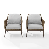 Metal Rope Outdoor Chairs with Cushions, Set of 2