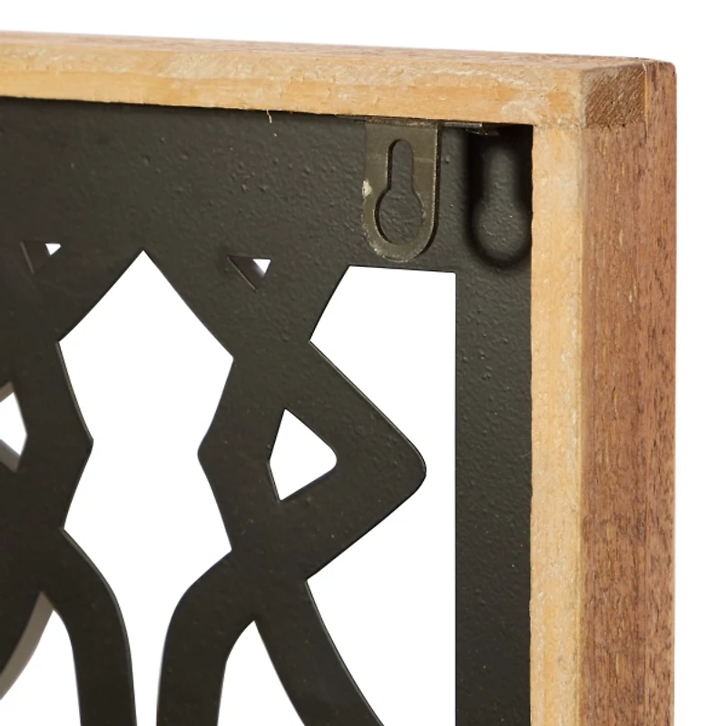 Framed Matte Black Metal Wall Plaques, Set of 4