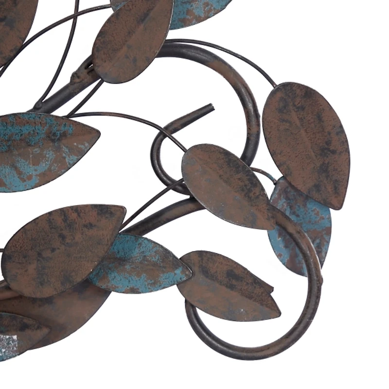 Turquoise Bronze Distressed Iron Vine Wall Plaque