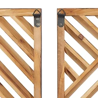 Bronze Tan Wood Geometric Wall Plaques, Set of 3