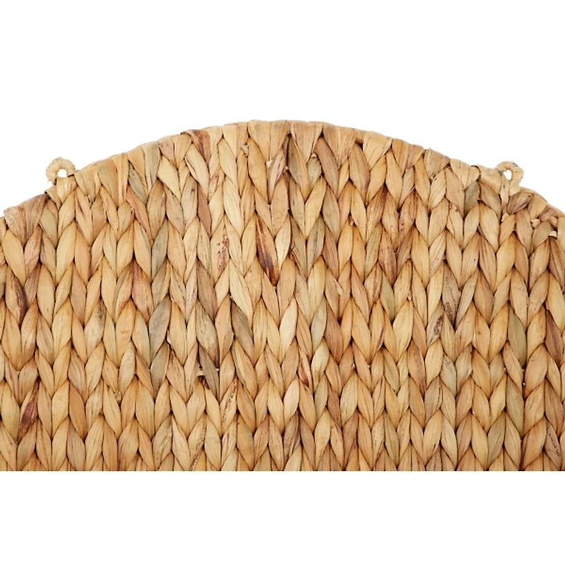 Brown Sea Grass Woven Round Wall Shelf