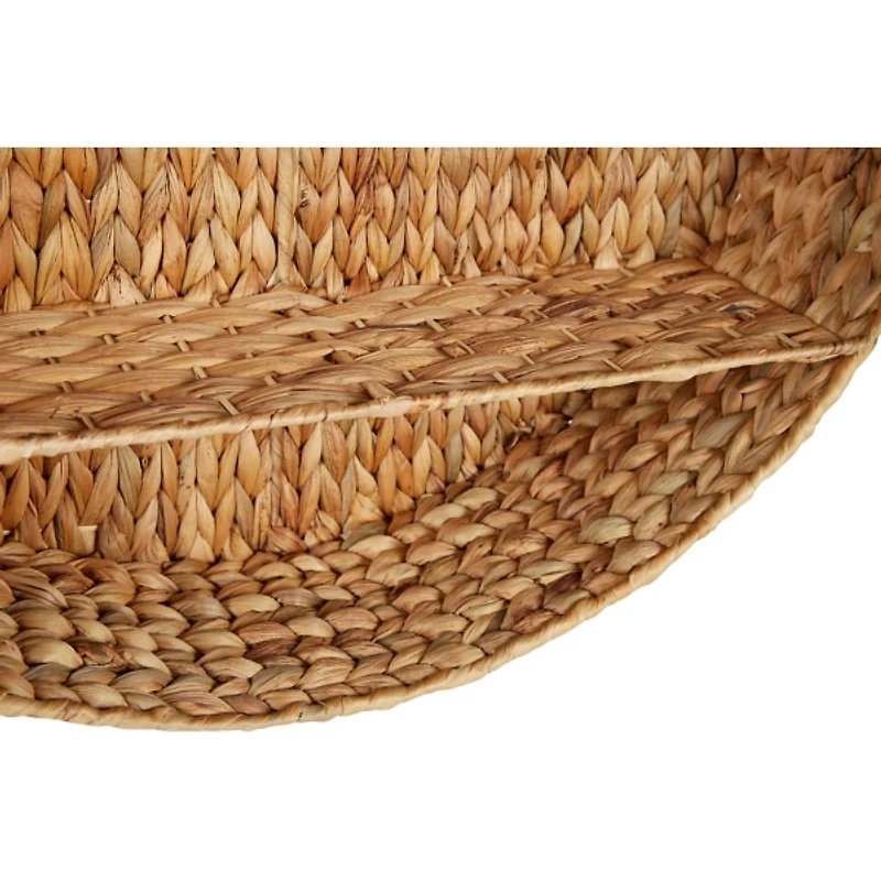 Brown Sea Grass Woven Round Wall Shelf