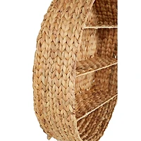Brown Sea Grass Woven Round Wall Shelf