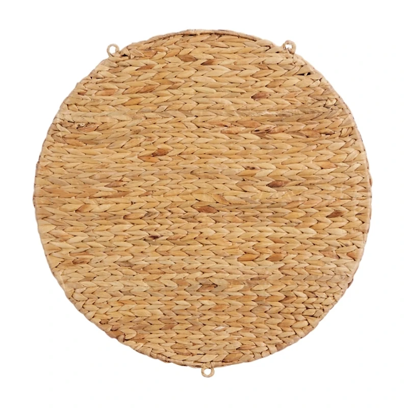 Brown Sea Grass Woven Round Wall Shelf