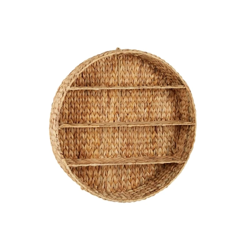 Brown Sea Grass Woven Round Wall Shelf