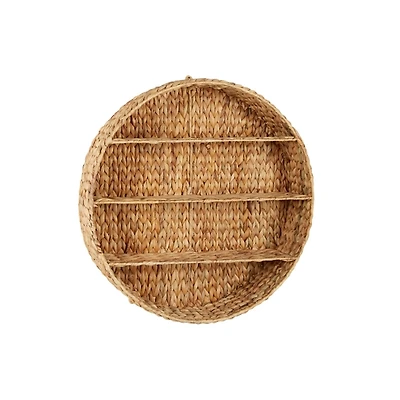 Brown Sea Grass Woven Round Wall Shelf