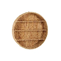 Brown Sea Grass Woven Round Wall Shelf