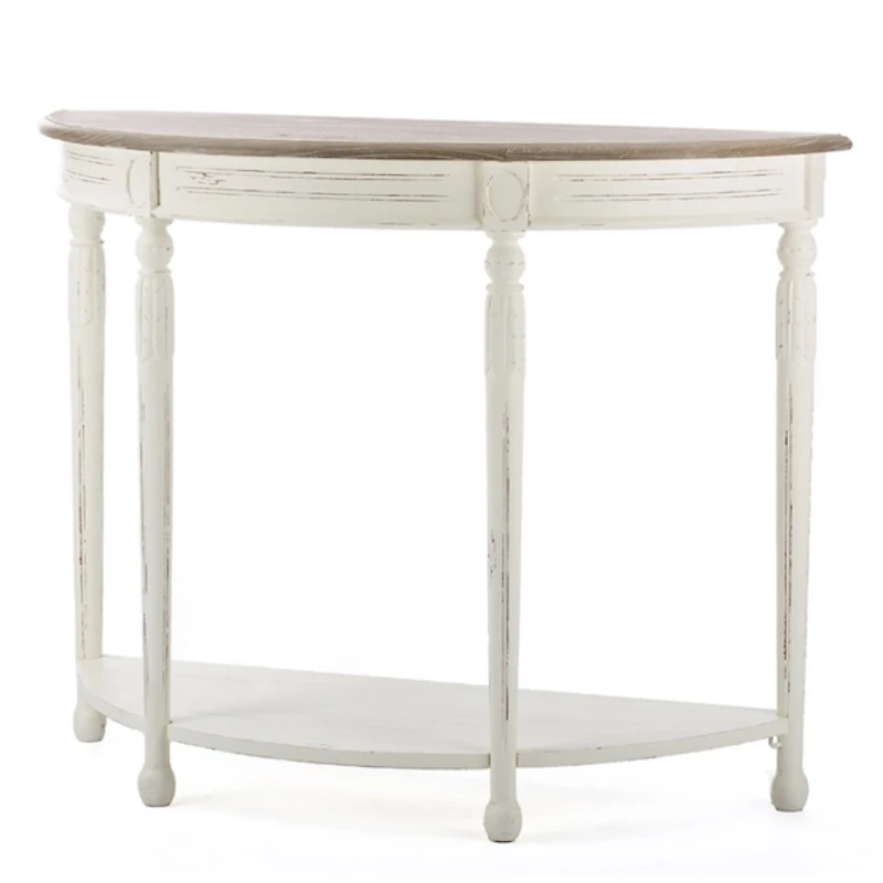 Rustic White Half Moon Console Table