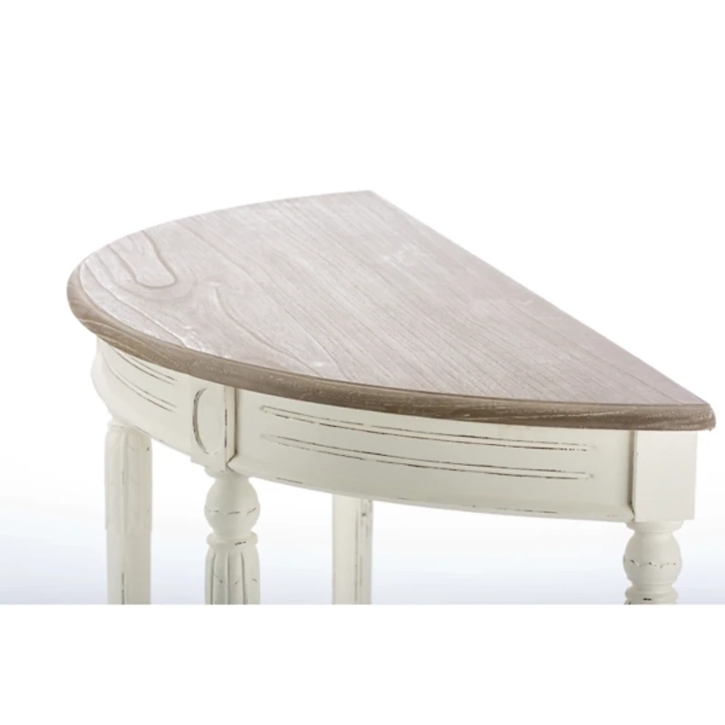 Rustic White Half Moon Console Table