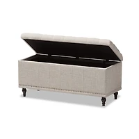 Beige Tufted Upholstery Storage Ottoman