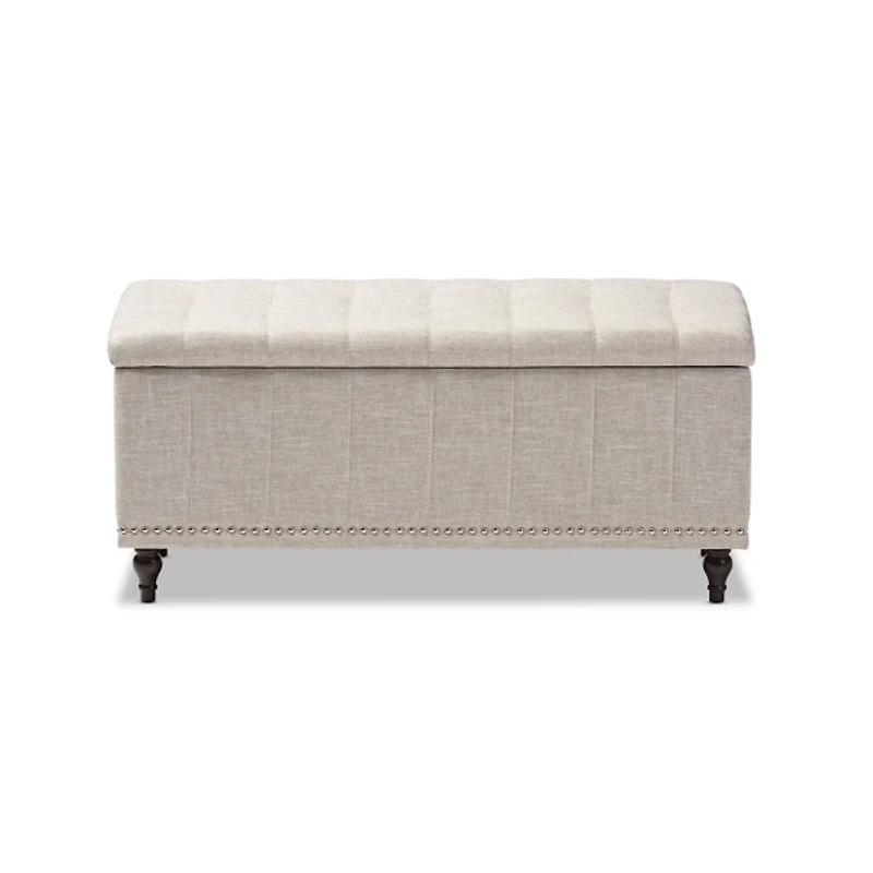 Beige Tufted Upholstery Storage Ottoman