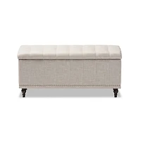 Beige Tufted Upholstery Storage Ottoman