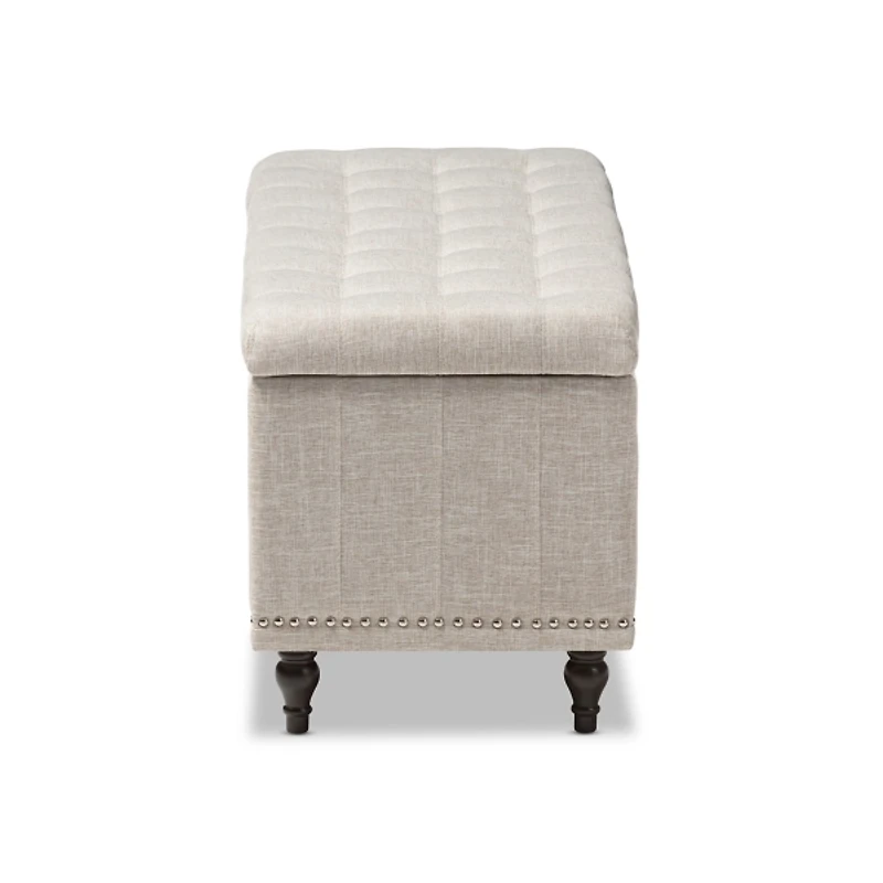 Beige Tufted Upholstery Storage Ottoman