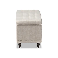 Beige Tufted Upholstery Storage Ottoman