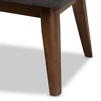 Dark Gray Tufted Walnut Wood Bench