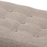 Light Gray Tufted Walnut Wood Bench
